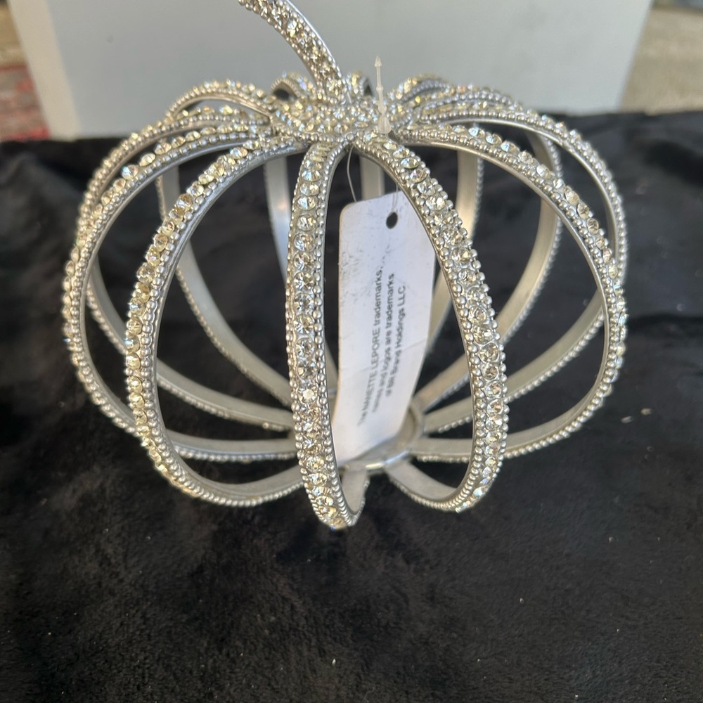 Elegant Silver Rhinestone Pumpkin - Picture 3 of 3